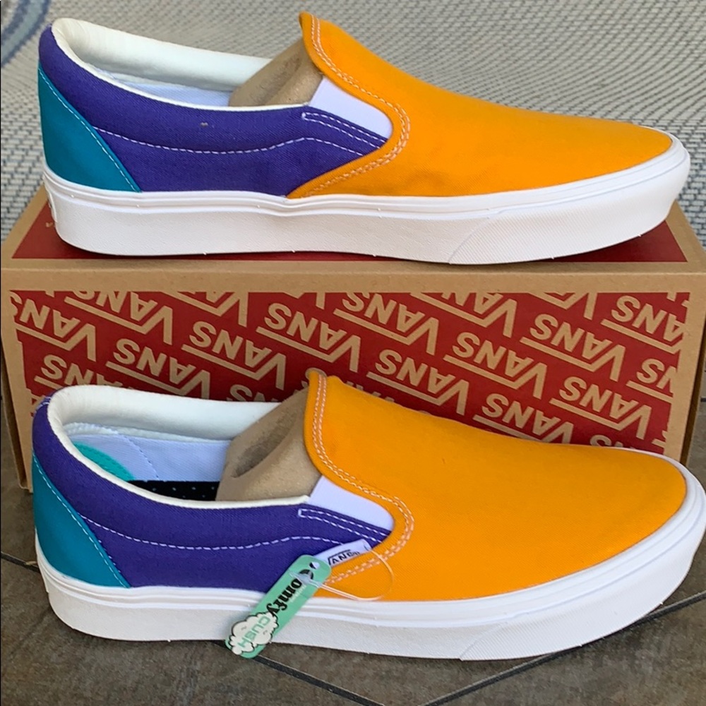 VANS COMFYCUSH SLIP ON MULTI BLOCK MULTI/TRWHT WMN - Picture 3 of 16